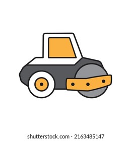 Road roller line icon, outline vector sign, linear pictogram isolated on white. Symbol, logo illustration