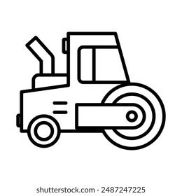 Road roller linear logo mark in black and white