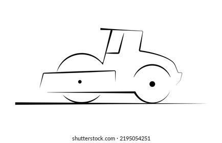 Road roller logo in black-and-white color