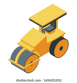 Road roller machine icon. Isometric of road roller machine vector icon for web design isolated on white background