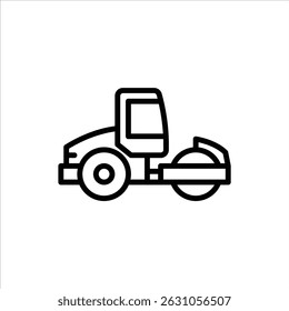 Road roller outline icon. compactor black line illustration.