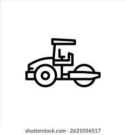 Road roller outline icon. compactor black line illustration.