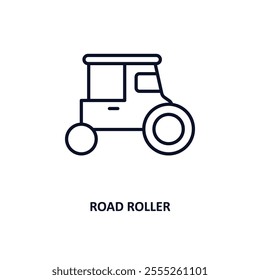 road roller outline icon.  Thin line icon from construction tools collection. Editable vector isolated on white background