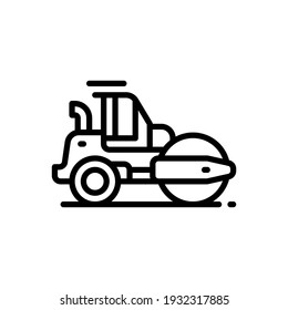 Road roller outline icons. Vector illustration. Editable stroke. Isolated icon suitable for web, infographics, interface and apps.