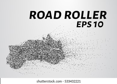 Road roller of particles. Road roller lays the asphalt. Vector illustration.