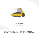 Road roller simple doodle flat vector art for wall decoration landscape. vector illustration simple image. collection of transportation cartoon illustrations. for room decoration, events, etc