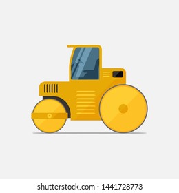 Road roller special machines for the construction work. vector illustration