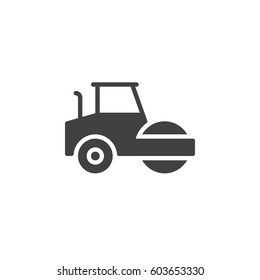 Road roller, steamroller icon vector, filled flat sign, solid pictogram isolated on white. Symbol, logo illustration. Pixel perfect
