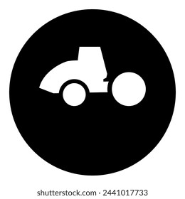 Un símbolo de rodillo en el centro. Símbolo blanco aislado en círculo negro. Ilustración vectorial sobre fondo blanco