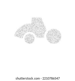 The road roller symbol filled with black dots. Pointillism style. Vector illustration on white background