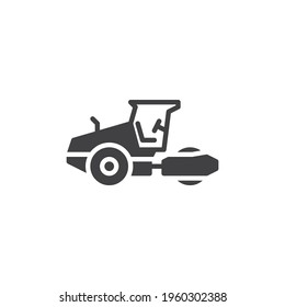 Road roller vector icon. filled flat sign for mobile concept and web design. Asphalt roller machine glyph icon. Symbol, logo illustration. Vector graphics