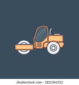Ilustración del icono del vector del rodillo de carretera. Con la paleta de colores
