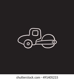 Road roller vector sketch icon isolated on background. Hand drawn Road roller icon. Road roller sketch icon for infographic, website or app.