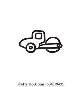 Road roller vector sketch icon isolated on background. Hand drawn Road roller icon. Road roller sketch icon for infographic, website or app.