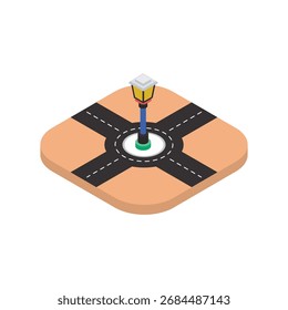 Road Roundabout Isometric vector Illustration 