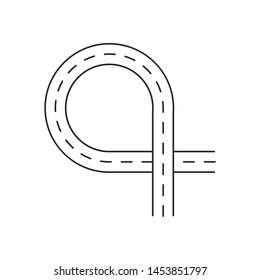 Road Roundabout Minimalist Flat Line Circle Solid Stroke Icon - Vector