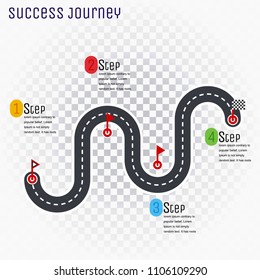 Road route infographic line with step-by-step plan.