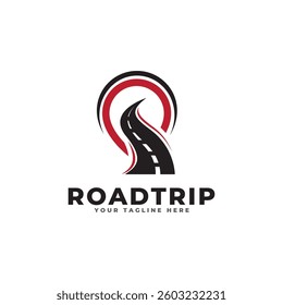 road route logo. Concept of destination, address, position, journey, gps map, etc. Creative vector symbol of highway.