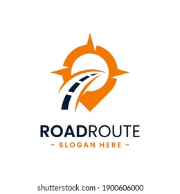 Road route logo design template. Concept of destination, address, position, travel, gps map, etc. Creative vector symbol highway.