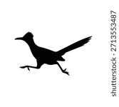 Road runner bird silhouette vector flat illustration design.