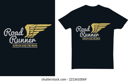 Road Runner t-shirt design. T-shirt print design with palm tree.