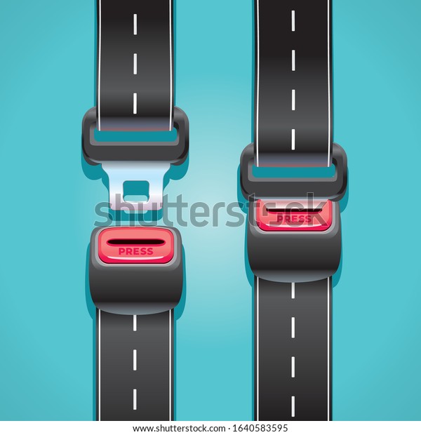 Road safety concept using seat belts in the form\
of a highway.