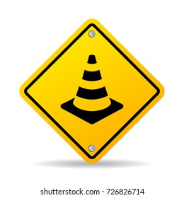 Road safety cone vector sign isolated on white background