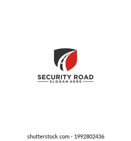 Road Safety Logo With Shield And Road Reflecting Safety In Walking Or Driving