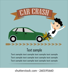Road Safety, Man About to be Hit by a Car, vector illustration