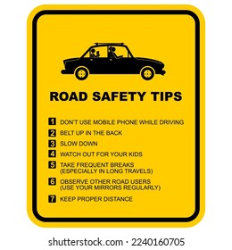 ROAD SAFETY TIPS, SIGN VECTOR