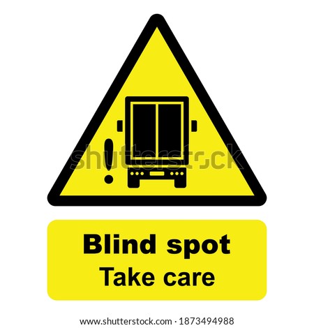 Road safety and traffic sign. Blind spot, Take care. Delivery truck icon. Back view of a lorry. Vector icon isolated on white background.