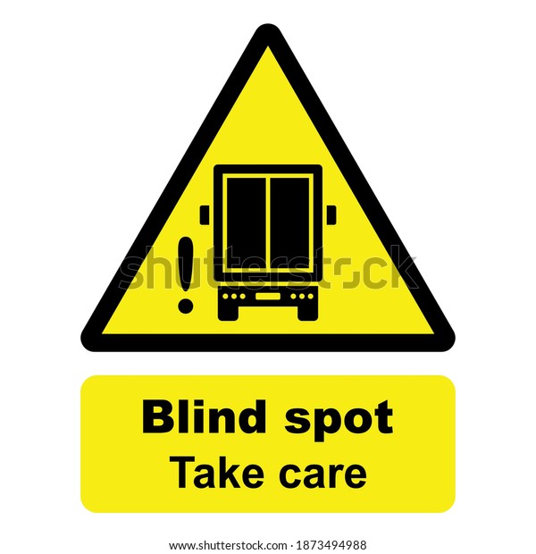 Road safety and traffic sign. Blind spot,\
Take care. Delivery truck icon. Back view of a lorry. Vector icon\
isolated on white\
background.