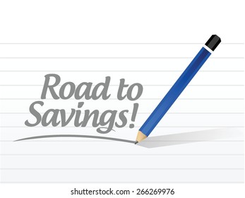 road to savings message sign illustration design over white