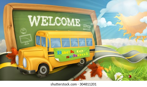 Road to school vector background