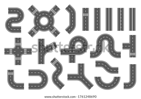 Road Segments Parts Set City Town Stock Vector (Royalty Free ...