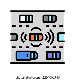 road sensing self vehicle color icon vector. road sensing self vehicle sign. isolated symbol illustration