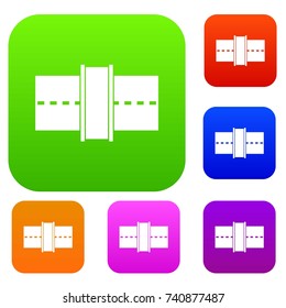 Road set icon color in flat style isolated on white. Collection sings vector illustration