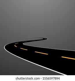 Road shape cartoon style vector illustration. Symbols and objects for design isolated on background. Asphalt road template. Bending high way, highway geometric style