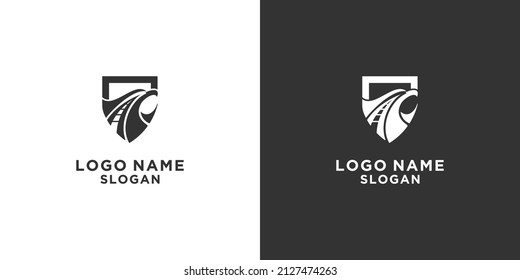 road shield black and white eagle vector logo
