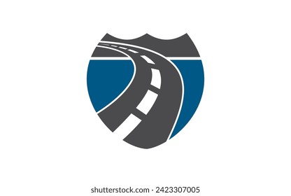 Road shield safe transport logo design	

