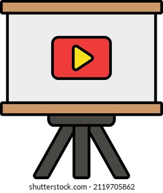 Road Show Vector Color Icon Design, Video blogger Symbol, vlogger or videography equipment Sign, motion pictures and film maker Stock illustration, open air cinema screen Concept, 