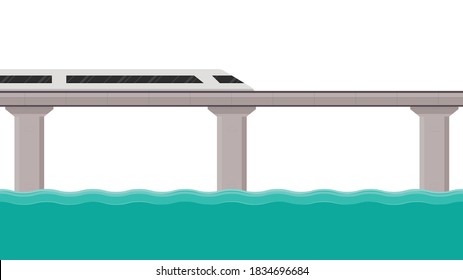 Vector de carretera. Vector de plegado de cisne. Pilar puente. Puentes en construcción. Alambre de carreteras. Puente por el camino. Inundación en las carreteras.
