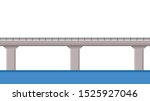 Road side vector. wallpaper. free space for text. copy space. Road fence. Bridge over the water.