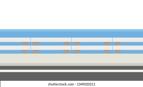 Road side vector. wallpaper. free space for text. copy space. Road fence. Bridge over the water.
