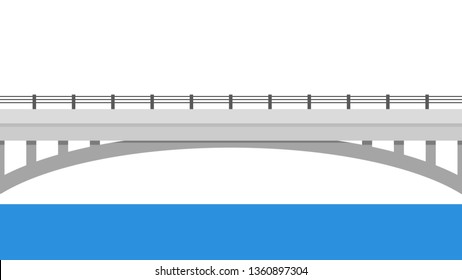 Road side vector. wallpaper. free space for text. copy space. Road fence. Bridge over the water.