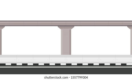 Road side vector. wallpaper. free space for text. copy space. Road fence.  Bridge over the way.