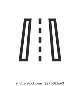 Road and road and sidewalk, linear style icon, pedestrian pathway. Editable stroke width