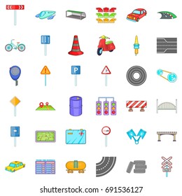 Road sigh icons set. Cartoon style of 36 road sigh vector icons for web isolated on white background