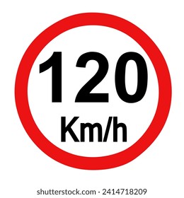 Road sign 120 kilometer road speed