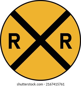 A road sign ahead of a railway crossing. Warning to motorists on the road. Vector image on a white background.